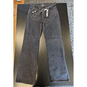 BNWT The Krypt Women's Jeans Size XL Super Cool Built-in Belt Black